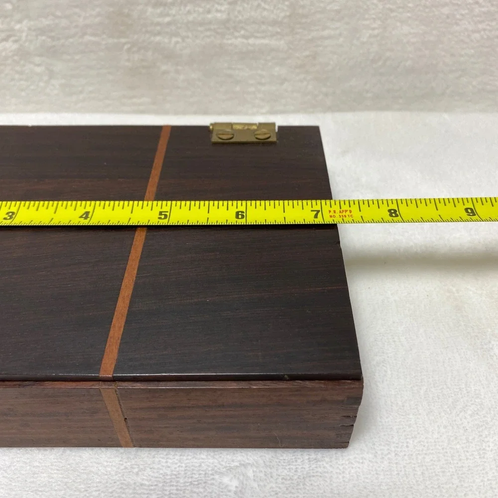 VTG Wooden‎ Compartment Trinket Box Jewelry Organizer Hinged Lid Decorative